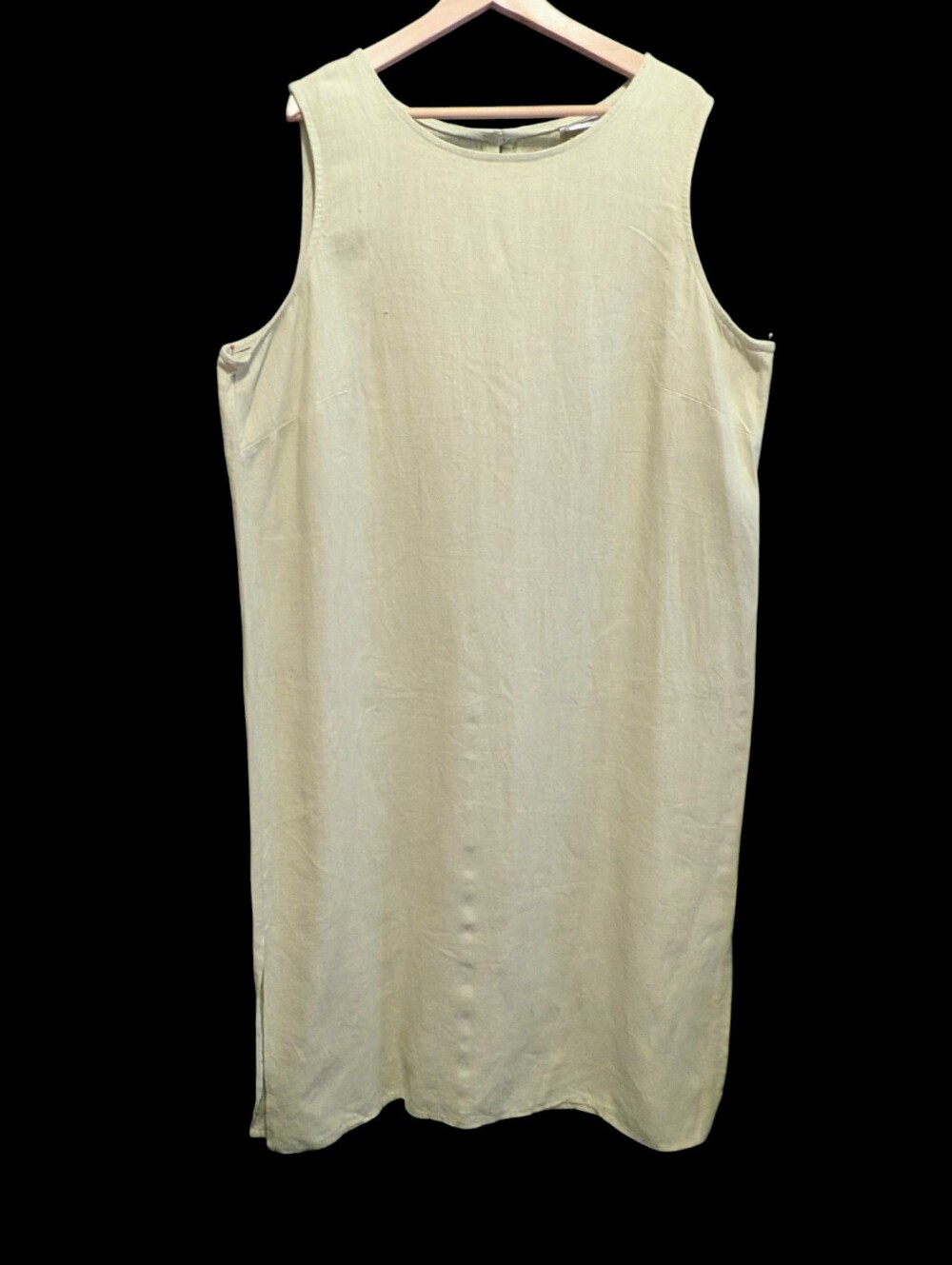 Plus Size 1X Linen Lagenlook Maxi Shift Dress Celery Green  Bust: 52"